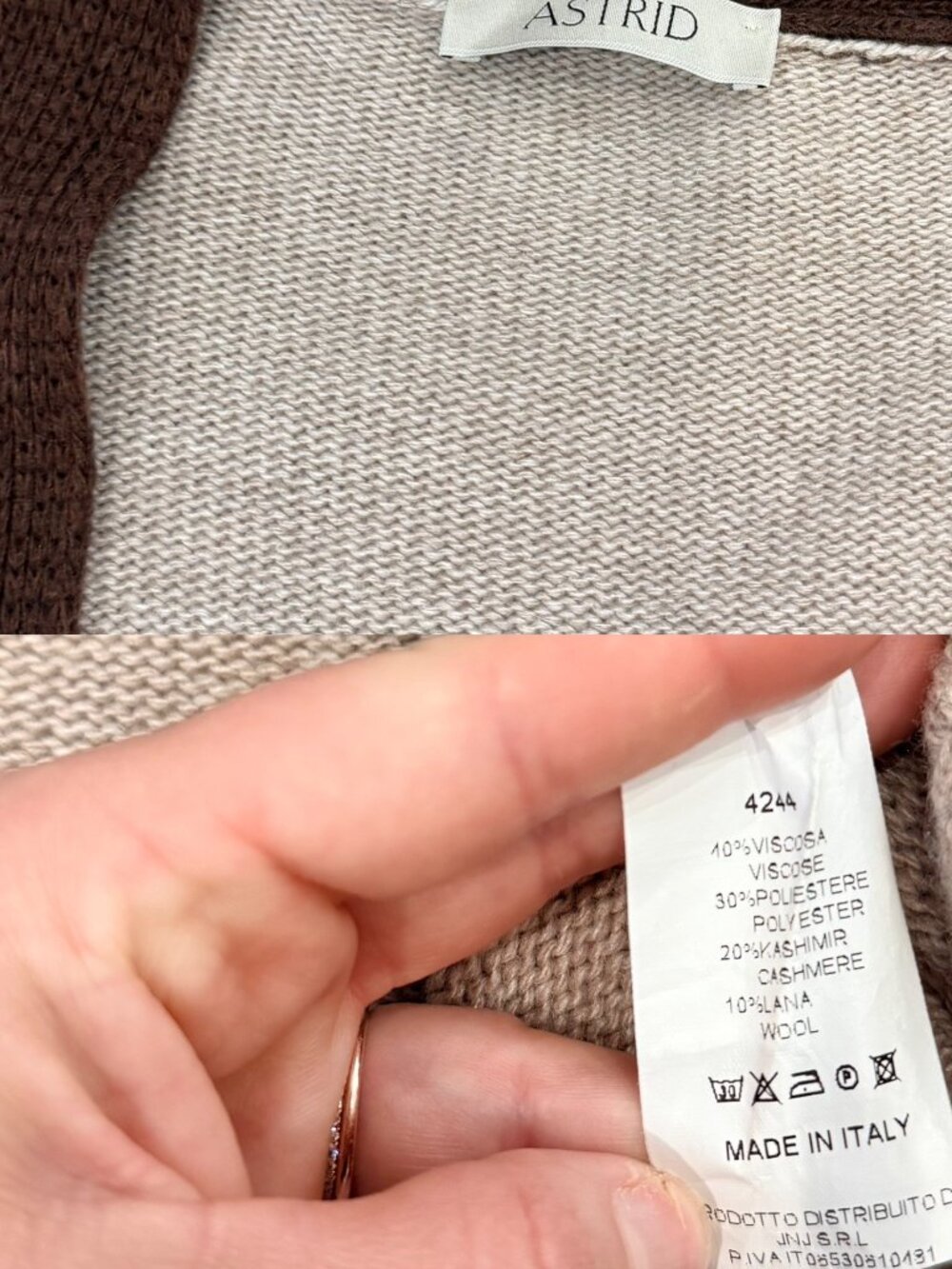 ASTRID Wool Cashmere Blend Button Cardigan One Size Fits Most - Picture 2 of 7